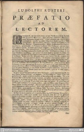 Ludolphi Kusteri Praefatio Ad Lectorem