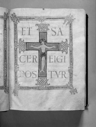 Sakramentar aus Sankt Alban — Kreuzigung Petri, Folio 121 recto