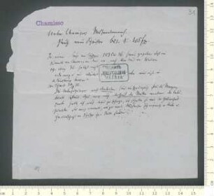 Teilabdruck des Sonetts "Nachhall" von Adelbert v. Chamisso