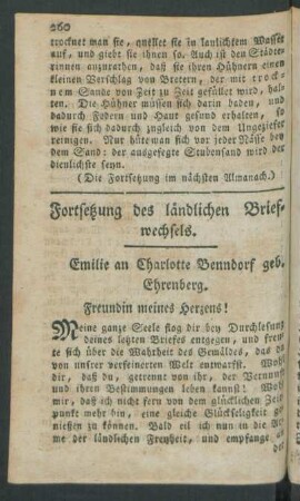 Fortsetzung des ländlichen Briefwechsels