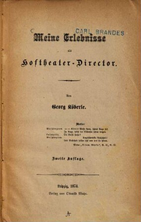 Meine Erlebnisse als Hoftheater-Director