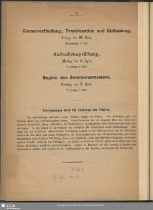 Censurvertheilung, Translocation und Entlassung