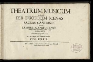 Theatrum musicum ... sacras cantiones ... Viol.[a da Gamba] Tertia