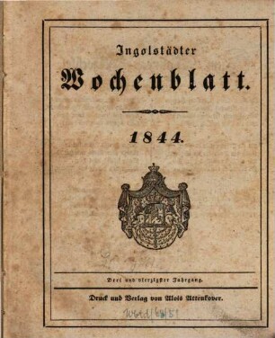 Ingolstädter Wochen-Blatt. 43. 1844