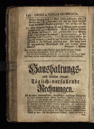 Haushaltungs- und sonsten etwan Taeglich-vorfallende Rechnungen