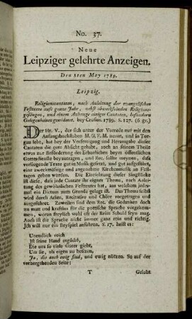No. 37. Den 8ten May 1789.