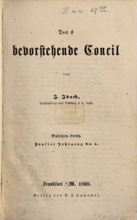 Katholischer Broschüren-Verein. 5. 1869