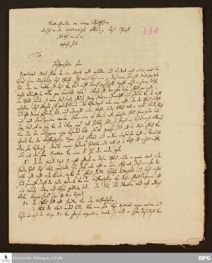 Sendschreiben von Georg Valentin Zeiss an einen Buchführer, dessen Kritik an der Übersetzung des Buchs Hiob durch Renatus Andreas Kortum betreffend.