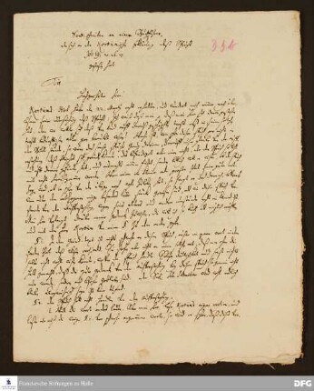 Sendschreiben von Georg Valentin Zeiss an einen Buchführer, dessen Kritik an der Übersetzung des Buchs Hiob durch Renatus Andreas Kortum betreffend.