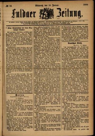 Ausgabe vom Mittwoch, den 18. Januar 1888.