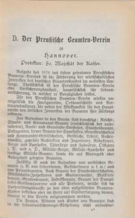 D. Der Preußische Beamten-Verein