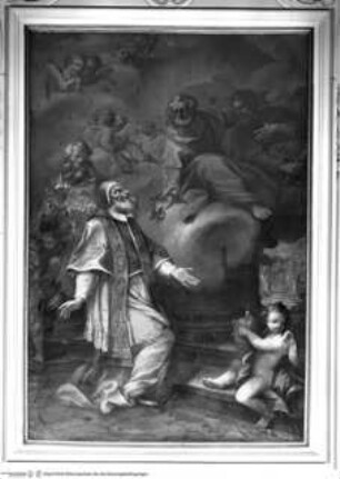 Der heilige Petrus übergibt dem heiligen Papst Pius V. die Schlüssel