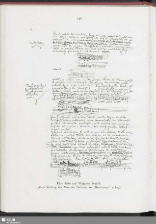 Eine Seite aus Wagners Schrift "Zum Vortrag der Neunten Sinfonie von Beethoven" (1873)