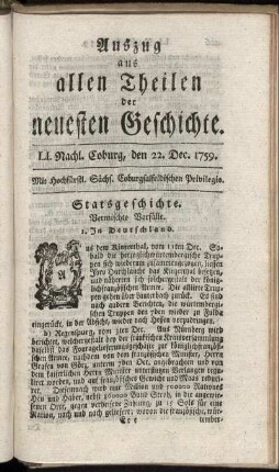 LI. Nachl. Coburg, den 22. Dec. 1759.