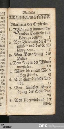 Blatleiter der Capiteln.