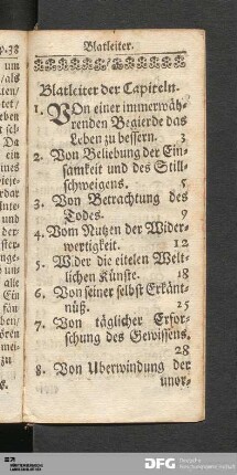 Blatleiter der Capiteln.