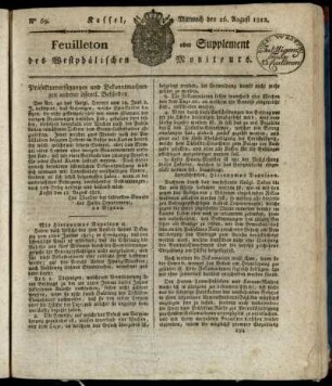 No. 69, Mittwoch den 26. August 1812