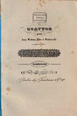 Partition des quatuors, 64. [H 3,7]. - 18 S. - Pl.-Nr. 859