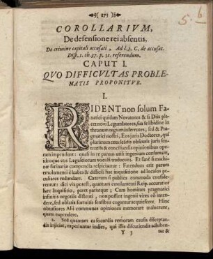 Corollarium, De defesione rei absentis [...]