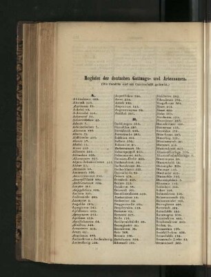 Register der deutschen Gattungs- und Artennamen.