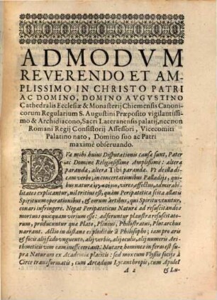 Disputationis Physicae De Substantia Corporea Mobili A Substantia Spirituali separata. Pars ..., 1