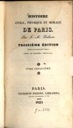 Histoire civile, physique et morale de Paris. 5