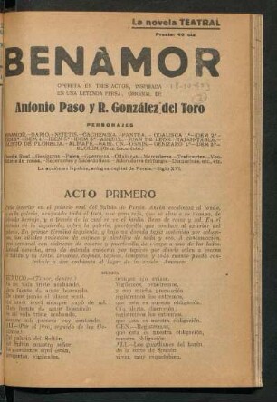 Benamor : opereta en tres actos, inspirada en una leyenda persa
