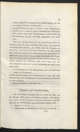 Statuten und Constitutionen.