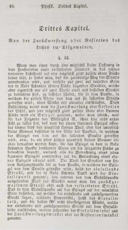 Drittes Kapitel. Von der Zurückwerfung oder Reflexion des Lichtes im Allgemeinen.