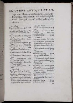 Ex qvibvs antiqvis et antiquorum libris compositum sit opus Digeftorum seu Pandectarum ...