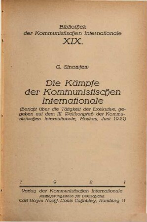Die Kämpfe der Kommunistischen Internationale