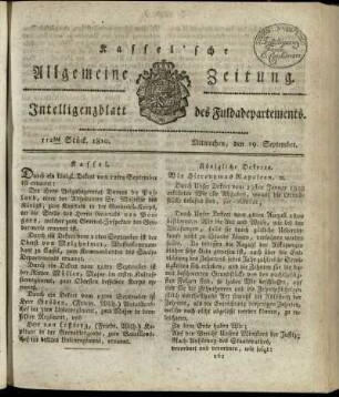 112tes Stueck, Mitwochen, den 19. September 1810