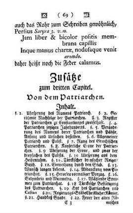 Zusätze zum dritten Capitel. Von dem Patriarchen