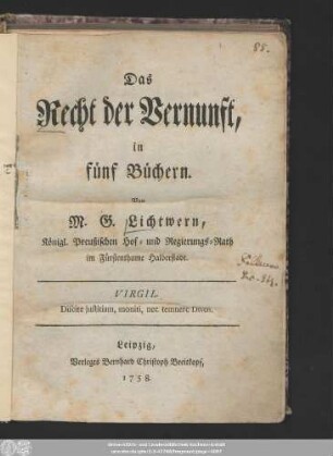 Das Recht der Vernunft : in fünf Büchern