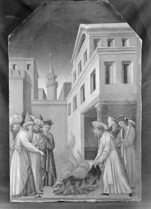 Szenen aus dem Leben des heiligen Petrus Martyr — Das Feuerwunder vor dem Sultan
