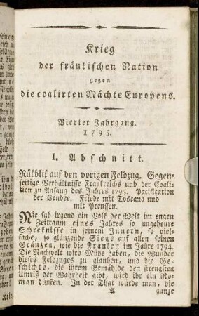 I. Abschnitt. Rükblick auf den vorigen Feldzug.[...]