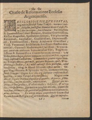 Oratio de Reformatione Ecclesiae Argentinensis.