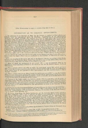 3. Information as to Colonial Appointments