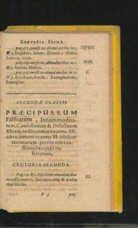 Centuria Secunda.