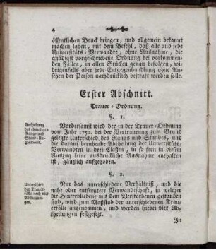 Erster Abschnitt. Trauer-Ordnung.