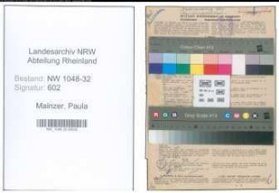 Entnazifizierung Paula Mainzer , geb. 08.06.1898 (Angestellte)