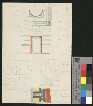 Haus aus Pompeji. Wanddekoration. Friese mit dekorativen Ornamenten