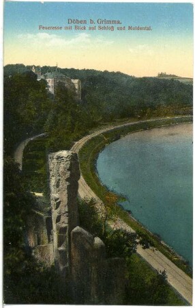 Döben. Feueresse mit Blick auf Schloss und Muldental