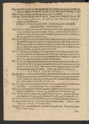 Libri Theologici Theologorum Religionis Reformatae.