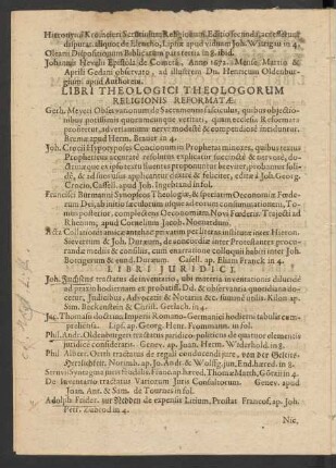 Libri Theologici Theologorum Religionis Reformatae.