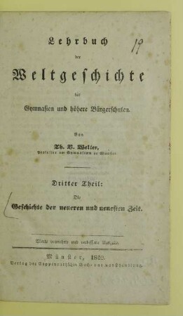 Theil 3: Geschichte der neueren und neuesten Zeit