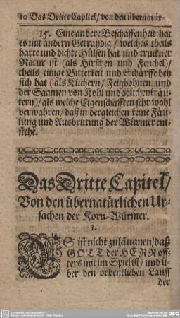 Das Dritte Capitel/Von den übernatürlichen Ursachen der Korn-Würmer.
