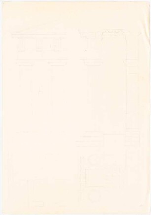 Säule dorischer Ordnung: Inhalt wie Inv.Nr. 42416: Aufriss zweier Säulen dorischer Ordnung mit Kapitell, Architrav, Triglyphe etc., (Kassetten-)Deckenuntersicht, Grundrisse, Schnitt