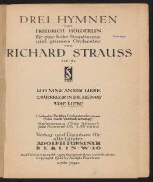 3: Die Liebe : Op. 71 No. 3