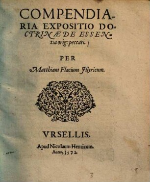 Compendiaria Expositio Doctrinae De Essentia orig. peccati